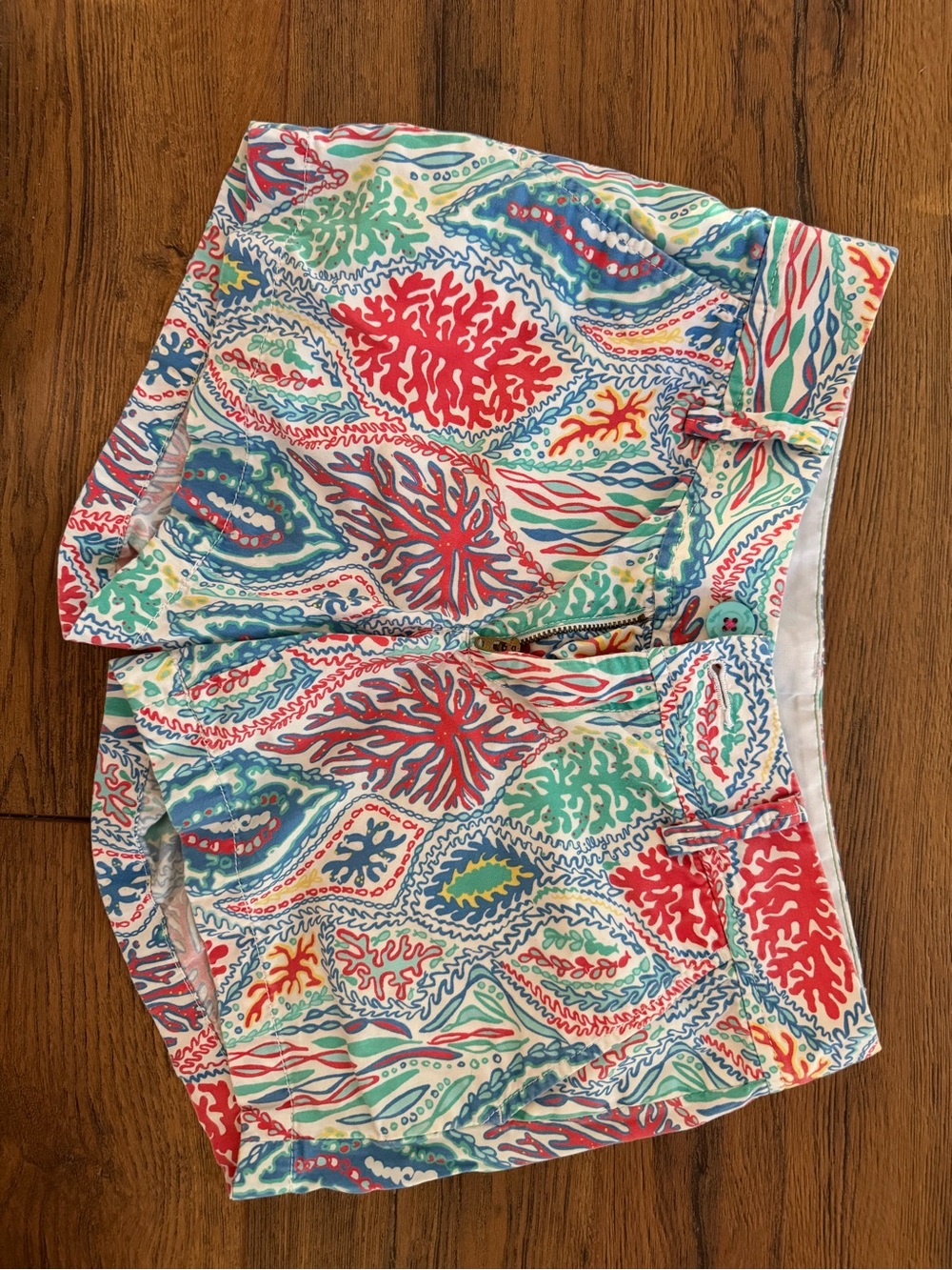 Women's Coral Reef Print Cotton Shorts - Multicolor